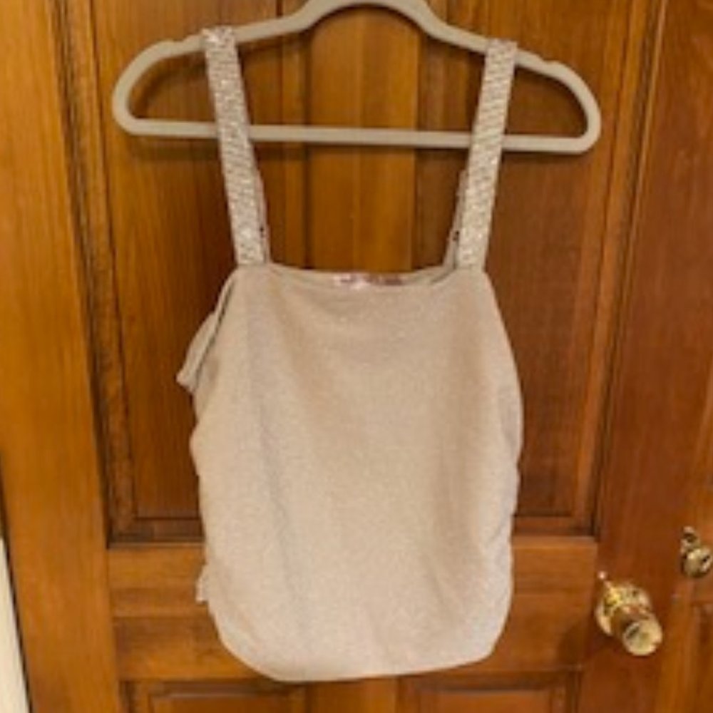 Willow & Root rhinestone metallic cropped tank top